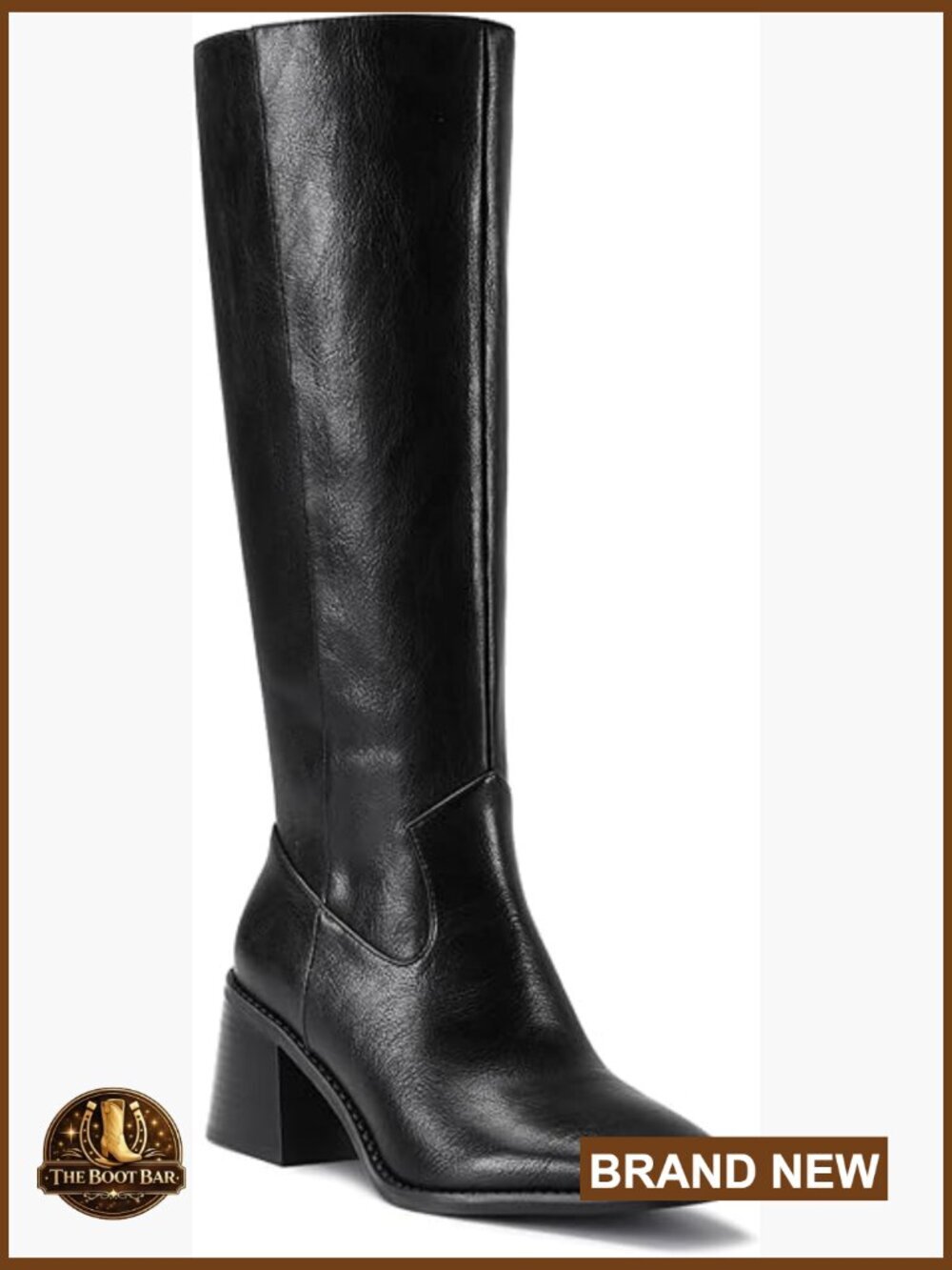 Squared Toe Chunky Heel Knee High Boots for Women - Textured